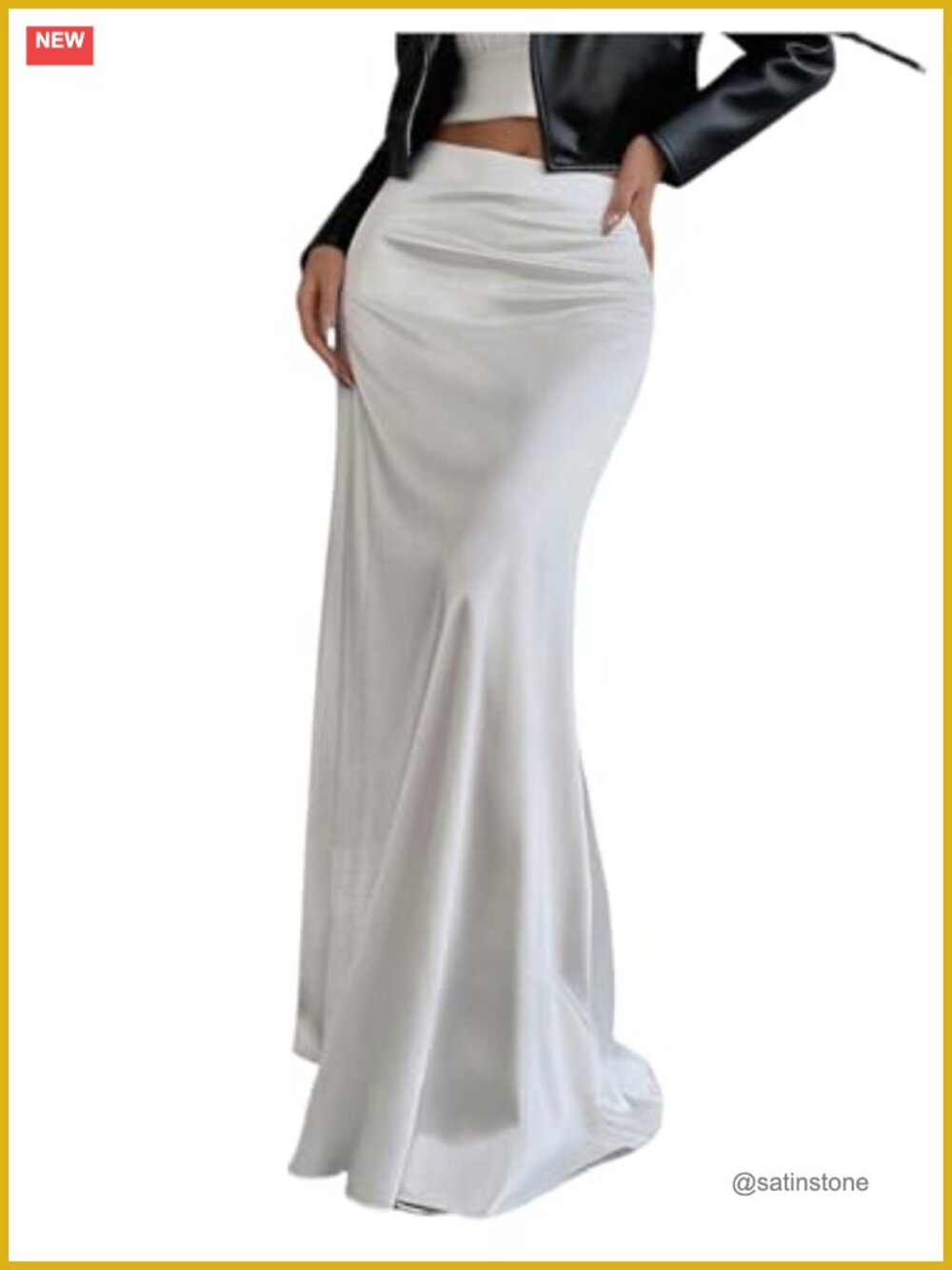 Flowy Ruffle Hem Maxi Skirt High Waist Formal Silky Satin